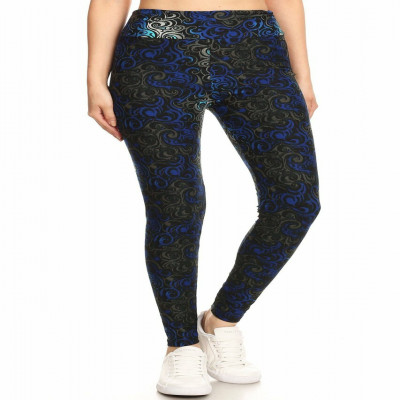 Buttery Soft Blue Tangled Swirl High Waisted Leggings