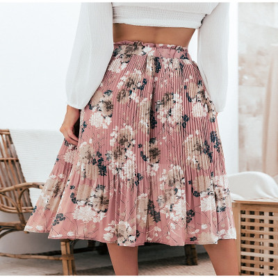 Chiffon Female Long Skirt Floral Print