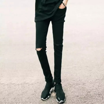 Casual Skinny Knee Hole Jeans Pants