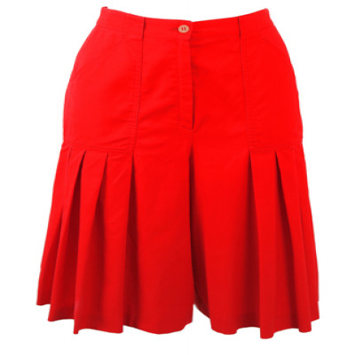 Red Pleat Detail Knee Length Culottes