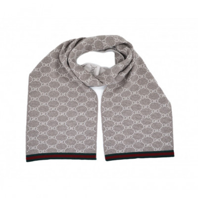 Gucci - Beige/Cream GG Monogram Webbing Reversible Wool Scarf