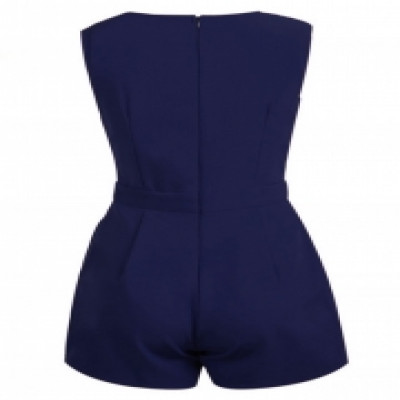 Fashion Sexy Solid Sleeveless Front Cross Pockets Rompers