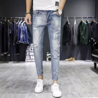 Casual Skinny Knee Hole Jeans Pants