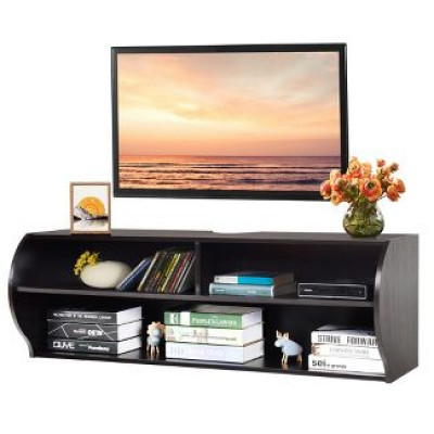 Costway 48.5'' Wall Mounted Audio/Video TV Stands Console Living Room Furniture W/Shelves
