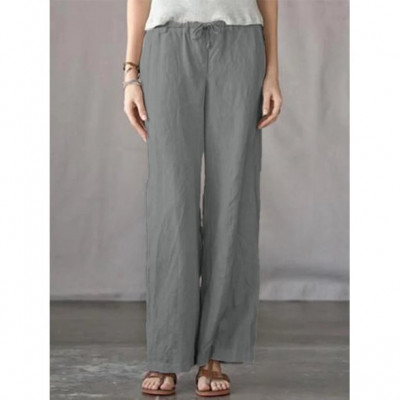 Women's Solid Color Pants Cotton And Linen Loose Casual Pants With Pockets