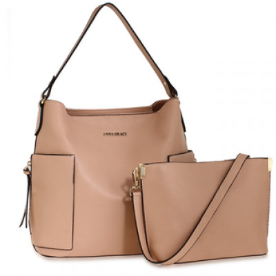 Nude Shoulder Bag With Pouch