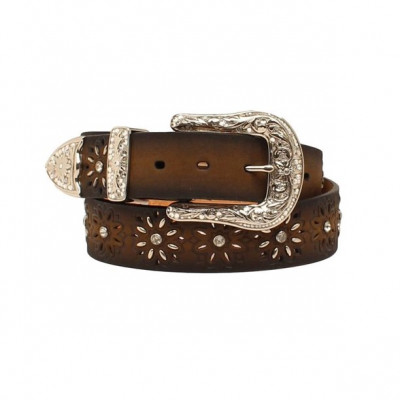 Ariat Western Womens Belt Laced Beaded Starburst Brown
