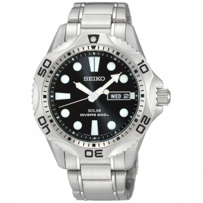 Seiko Men's Solar SNE107 Black Stainless-Steel Quartz Diving Watch